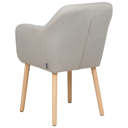 Taupe Dining Chair With Armrests And Wooden Legs
