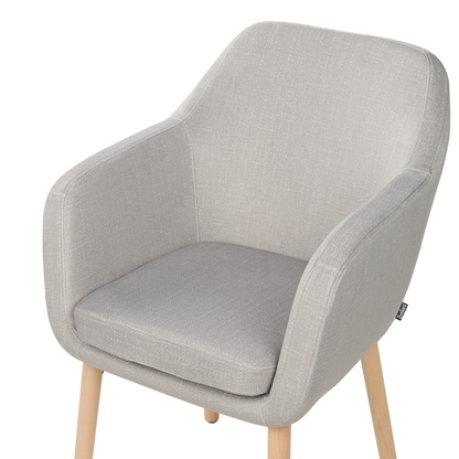 Taupe Dining Chair With Armrests And Wooden Legs