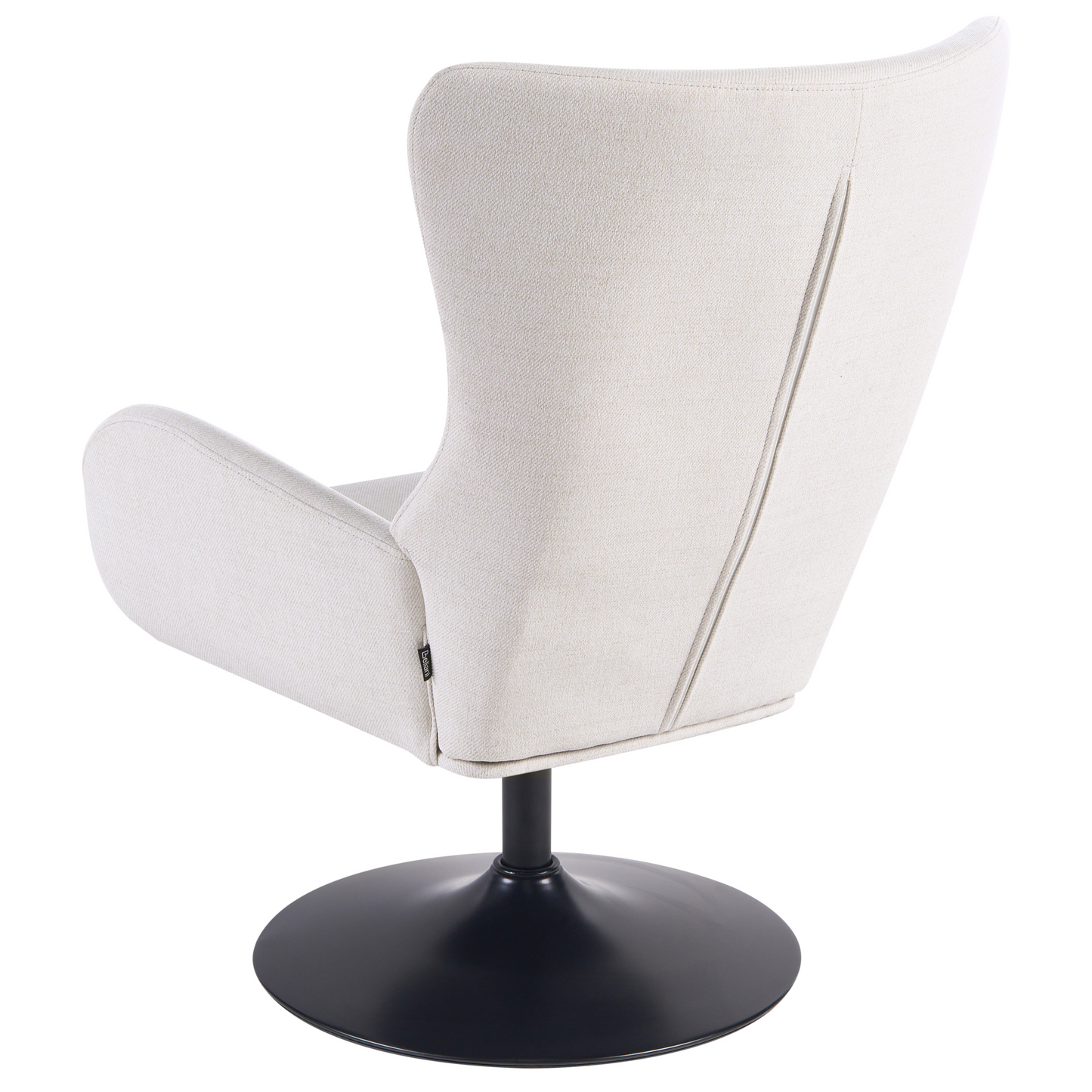 Off-White Fabric Wingback With Black Iron Base 360 Degree Swivel