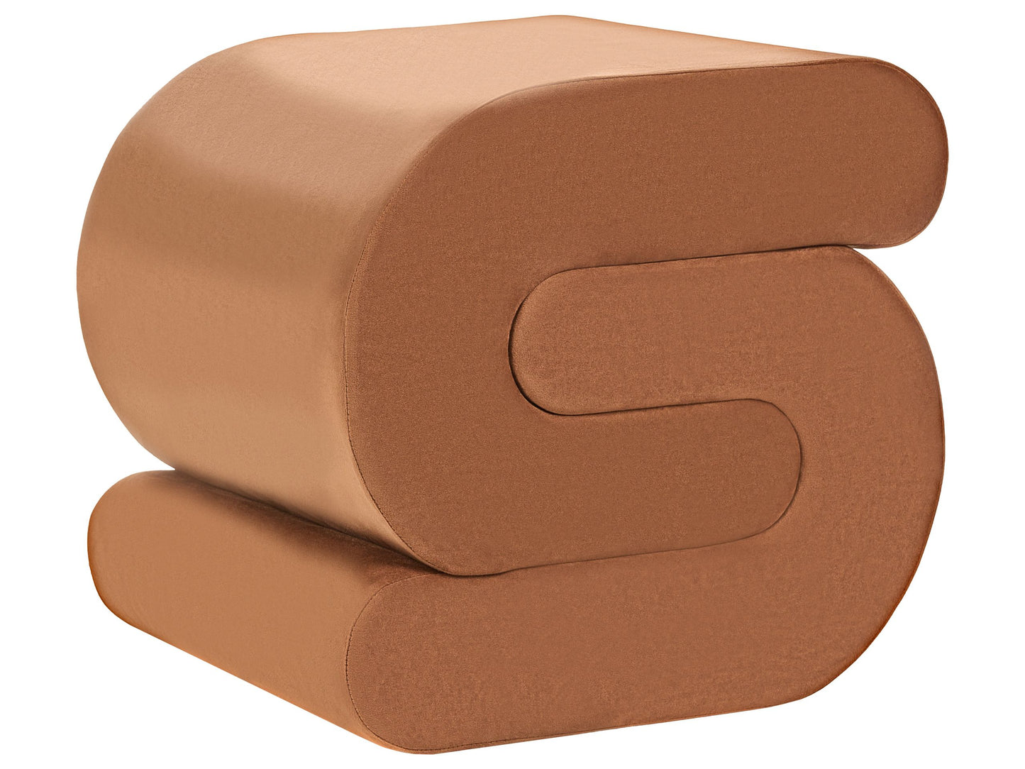 Pouffe Golden Brown Velvet RetroStyle S Shape Footstool