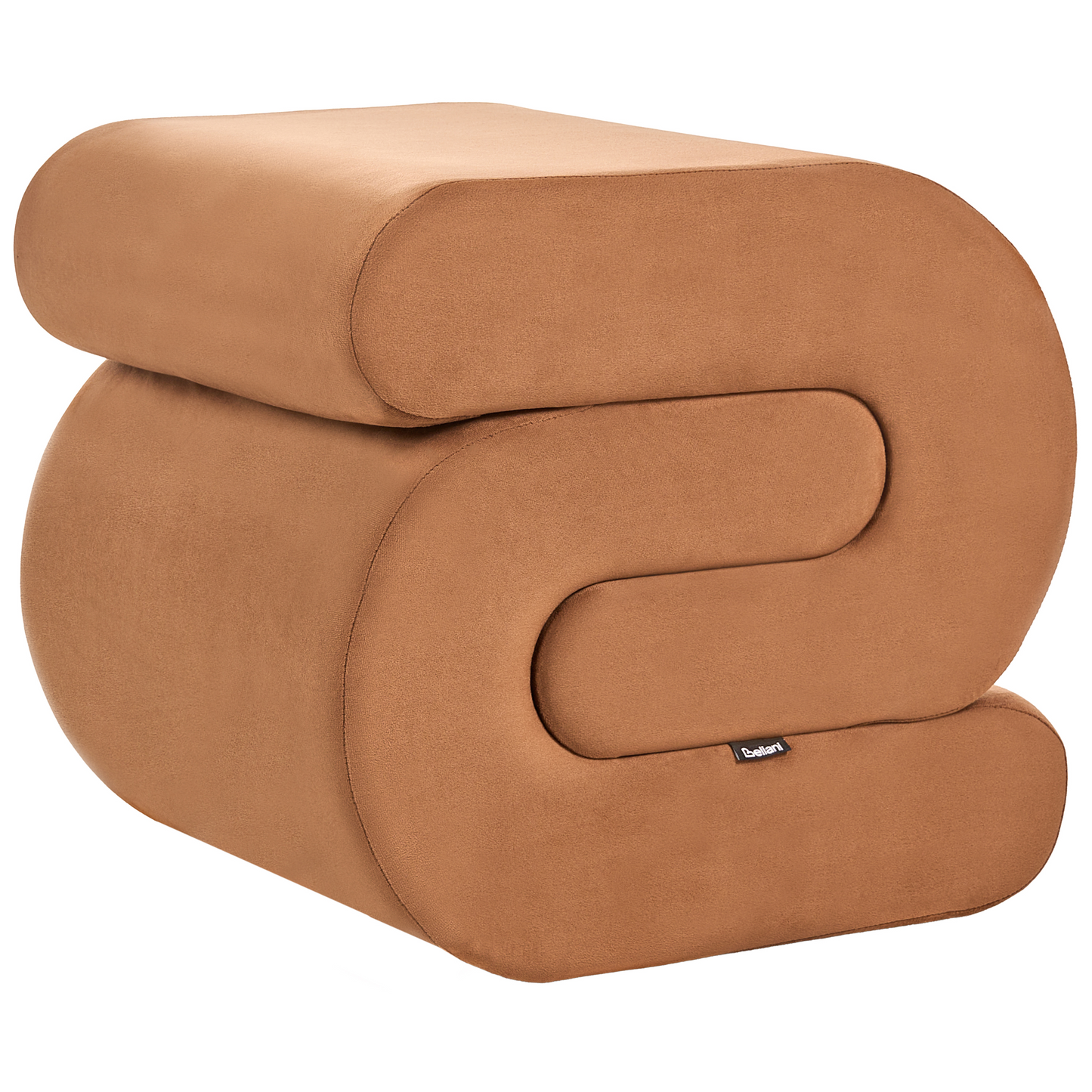 Pouffe Golden Brown Velvet RetroStyle S Shape Footstool