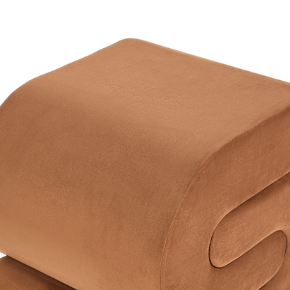Pouffe Golden Brown Velvet RetroStyle S Shape Footstool