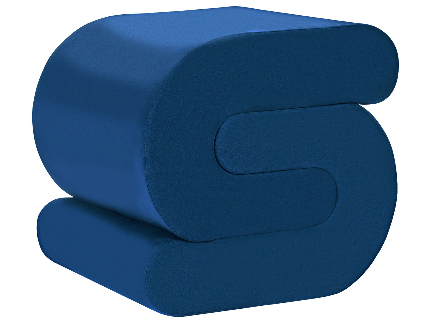Navy Blue Velvet Pouffe S Shape Footstool