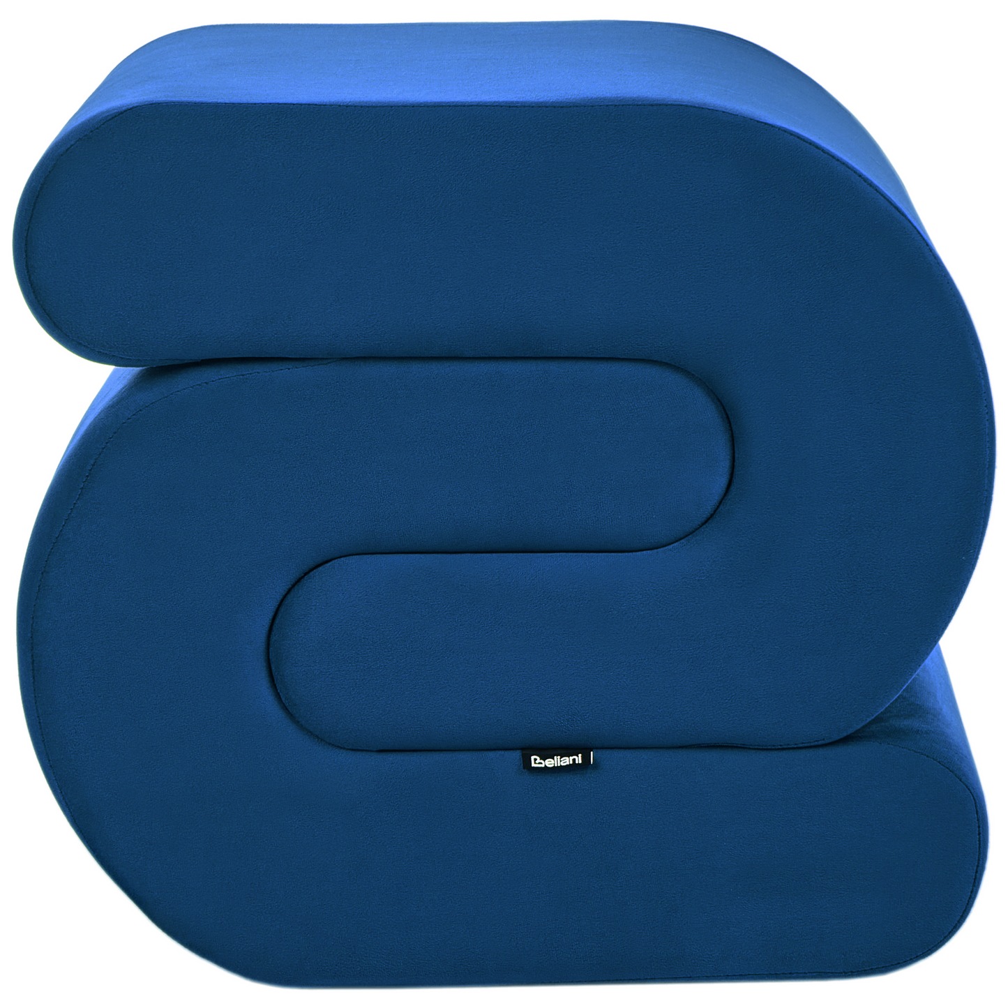 Navy Blue Velvet Pouffe S Shape Footstool