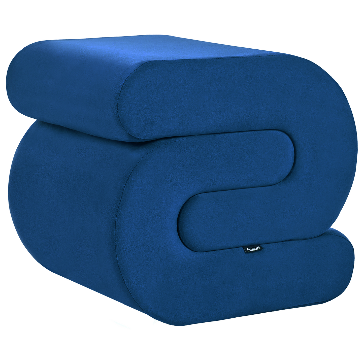 Navy Blue Velvet Pouffe S Shape Footstool