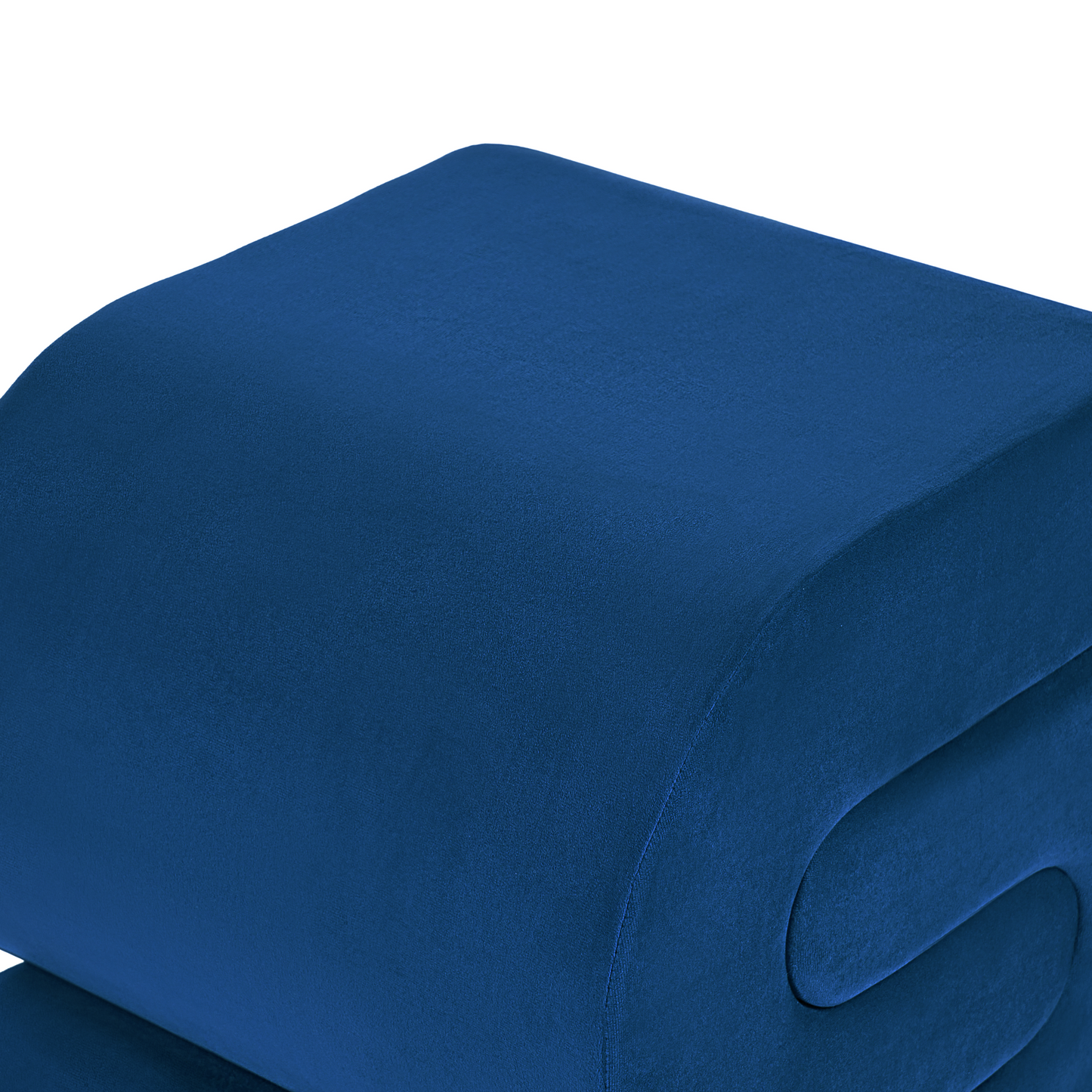 Navy Blue Velvet Pouffe S Shape Footstool