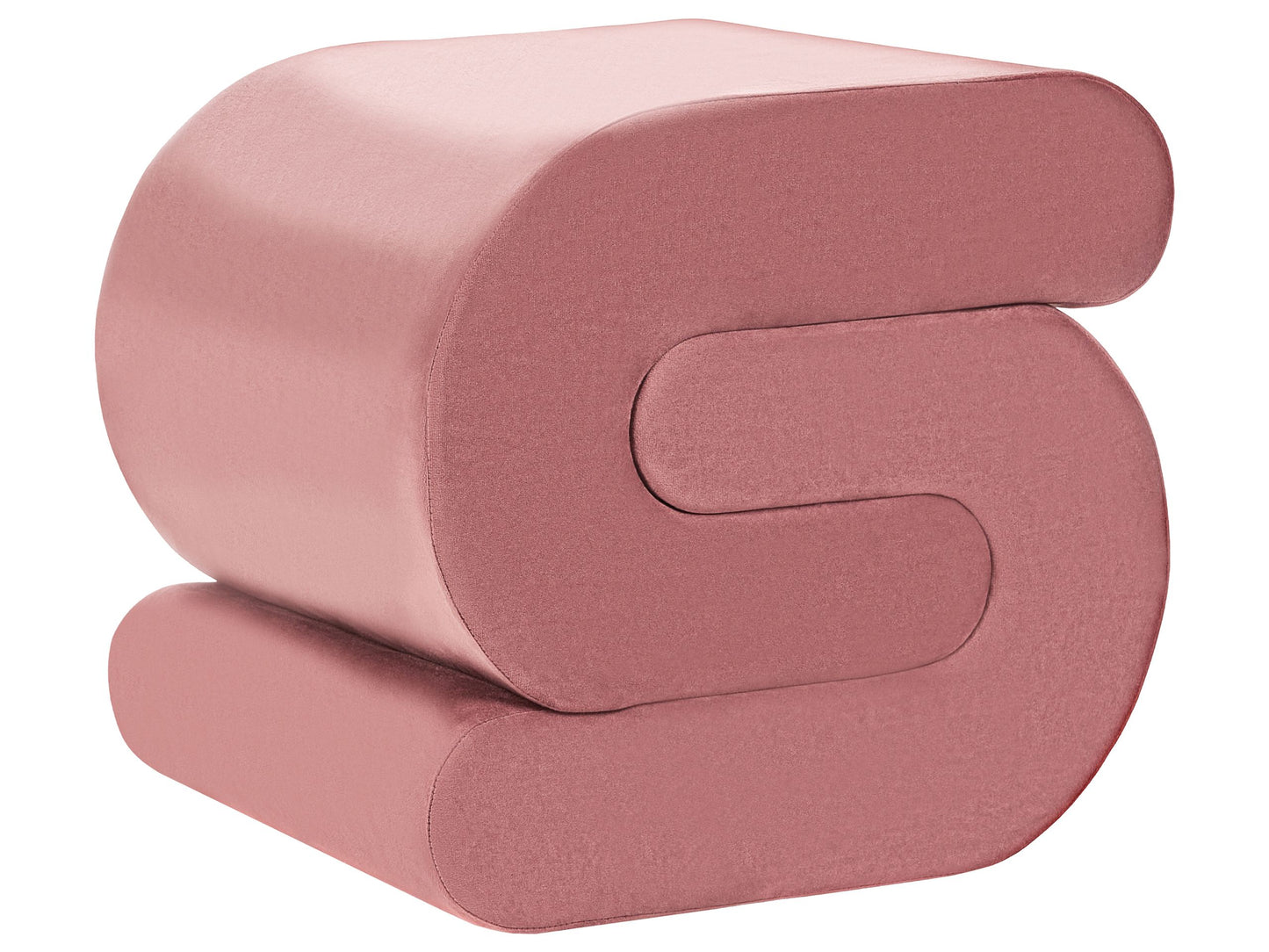 Pouffe Pink Velvet S Shape Footstool for Living Room