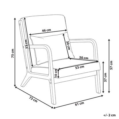 Classic Home Armchair Off-White Fabric With Rubberwood Legs Armrests