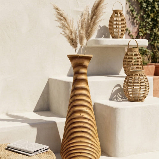 Decorative Vase Natural Rattan 70cm Boho Rustic