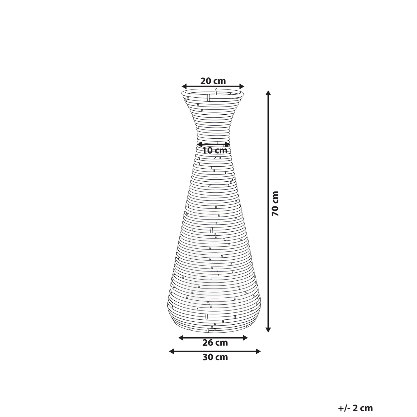 Decorative Vase Natural Rattan 70cm Boho Rustic