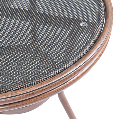 Grey PE Rattan Patio Table 70cm With Tempered Glass Top And Aluminium Frame