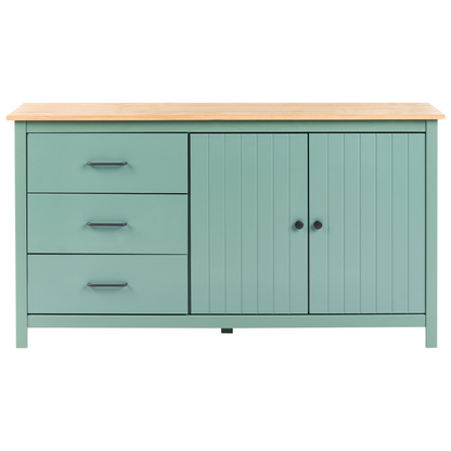 Nordic Pine Co Sideboard Green 2 Door Cabinet With Drawers Scandinavian Style For Living Room