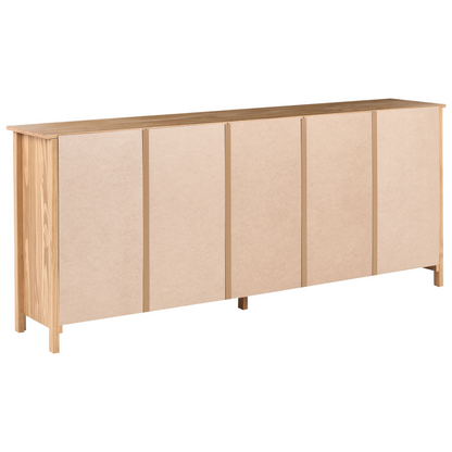 Pine Sideboard 3 Door With Shelves And Drawers Light Brown