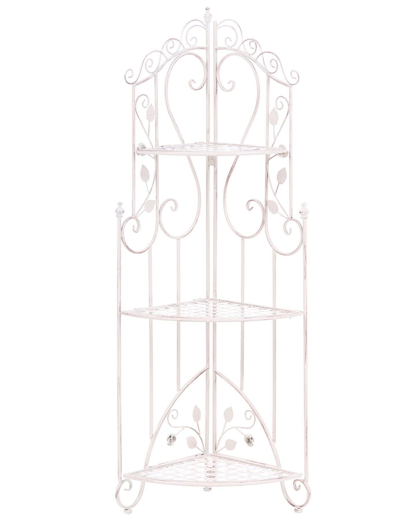 Iron Shelving Unit White 3 Tier Mobile Retro Style
