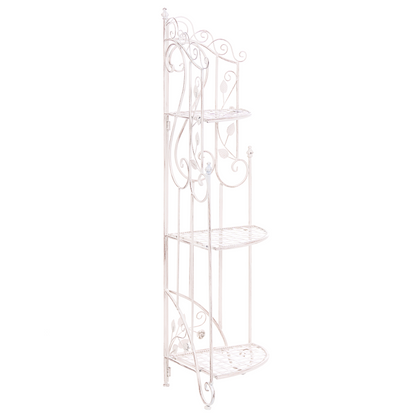 Iron Shelving Unit White 3 Tier Mobile Retro Style