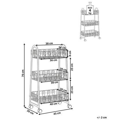 Heritage Home Iron White 3 Tier Mobile Shelving Unit