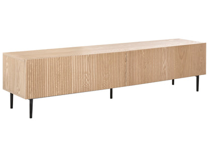 Brand Ash Wood TV Stand With Ribbed Front And Two Drawers For Modern Living Room