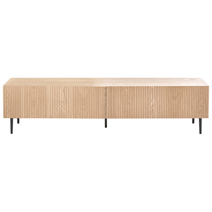Brand Ash Wood TV Stand With Ribbed Front And Two Drawers For Modern Living Room
