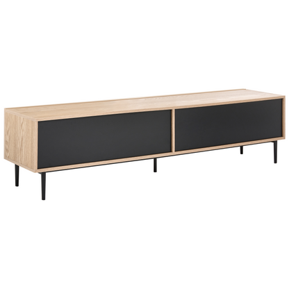 Brand Ash Wood TV Stand With Ribbed Front And Two Drawers For Modern Living Room