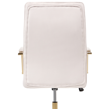 Executive Office Chair Beige Upholstery Height Tilt Swivel