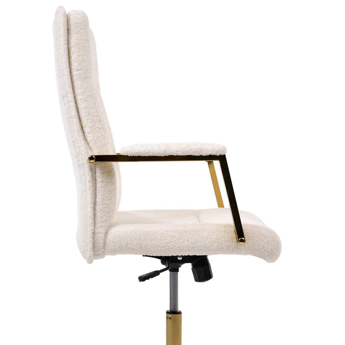 Executive Office Chair Off White Boucle Upholstery with Height Adjustable Tilt Swivel Padding