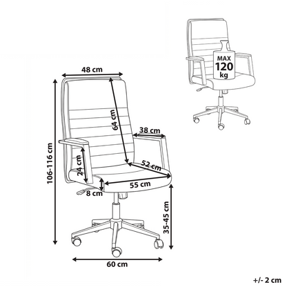 Executive Office Chair Off White Boucle Upholstery with Height Adjustable Tilt Swivel Padding