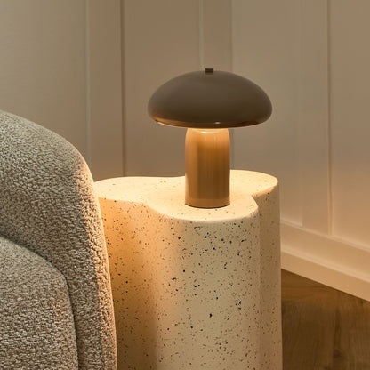 Table Lamp Beige Iron Metal Base 22 Centimeter Mushroom Dome Modern Home Living Room Elegant Accent Lighting