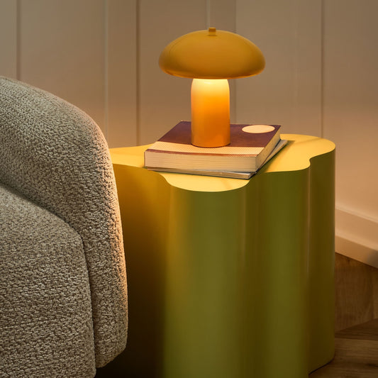 Mushroom Dome Table Lamp Yellow Iron Base 22cm
