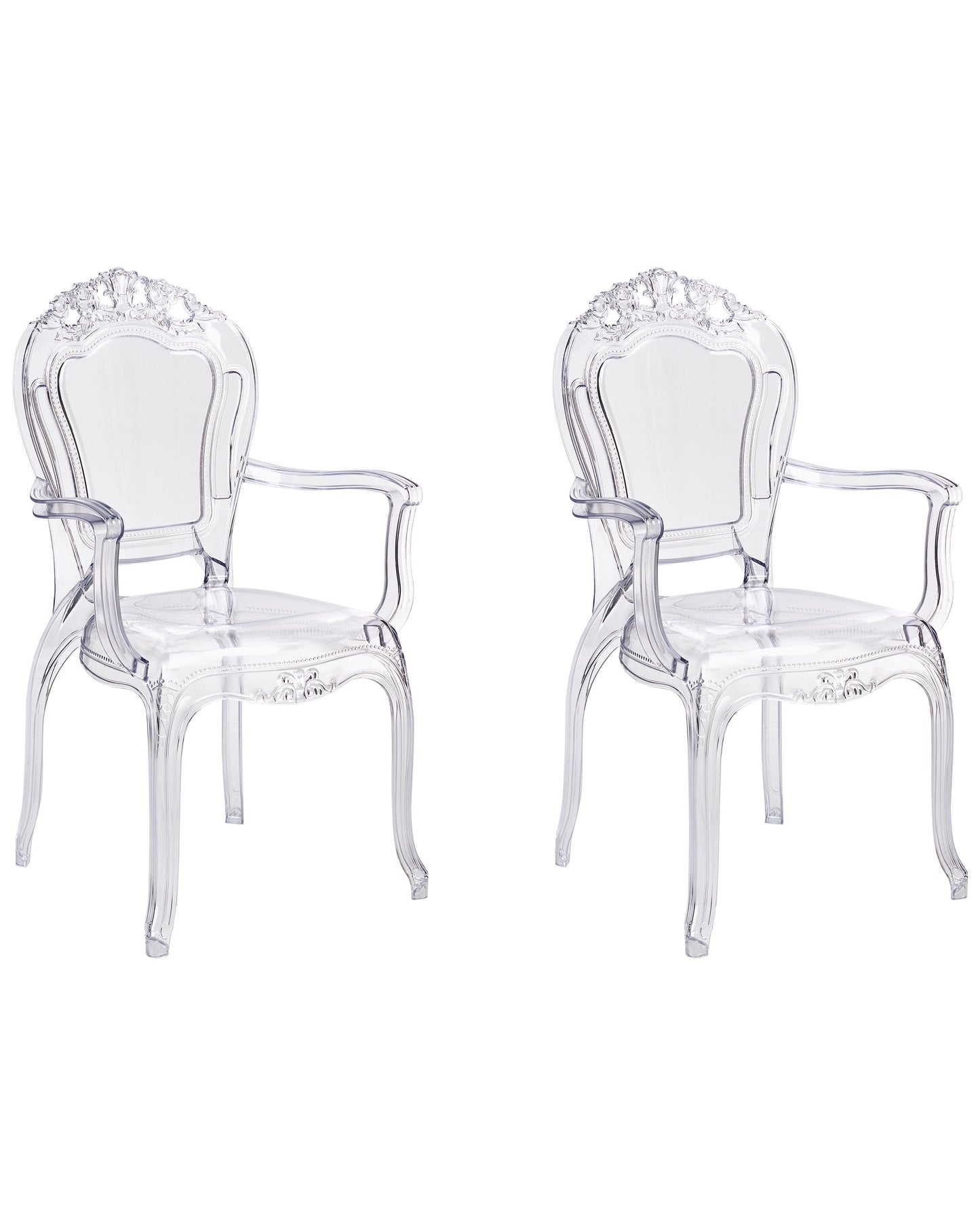 Clear Dining Chairs Set of 2 Transparent Acrylic Stackable
