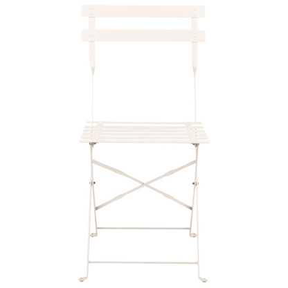 3 Piece Bistro Set Off White Metal Folding Outdoor