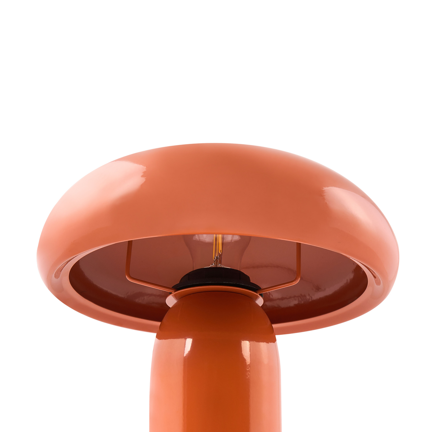 Table Lamp Orange Iron Base 22cm Mushroom Dome
