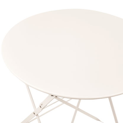 3 Piece Bistro Set Off White Metal Folding Outdoor