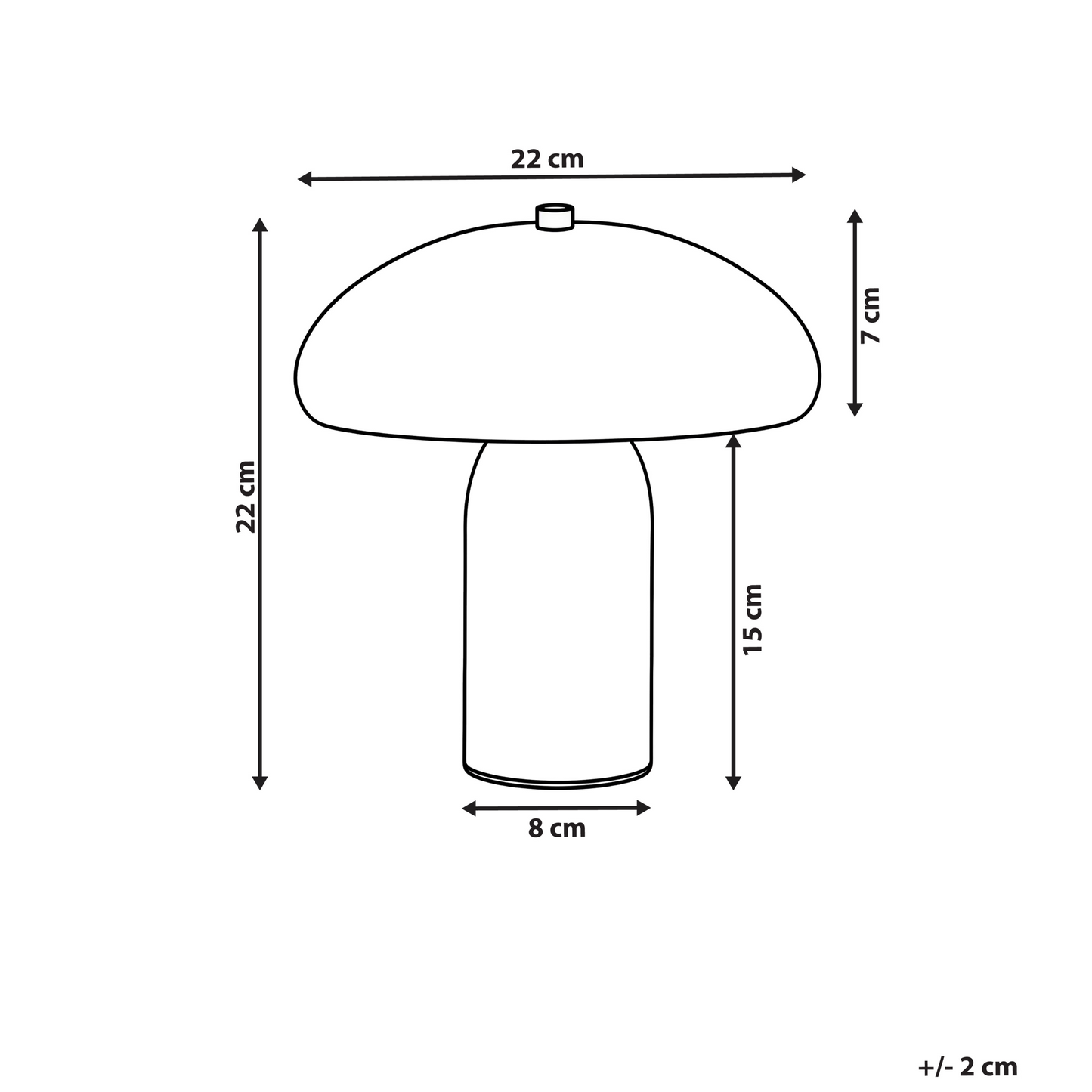 Table Lamp Orange Iron Base 22cm Mushroom Dome