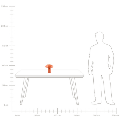 Table Lamp Orange Iron Base 22cm Mushroom Dome
