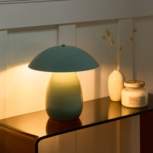 Light Green Mushroom Table Lamp 30cm Iron Base