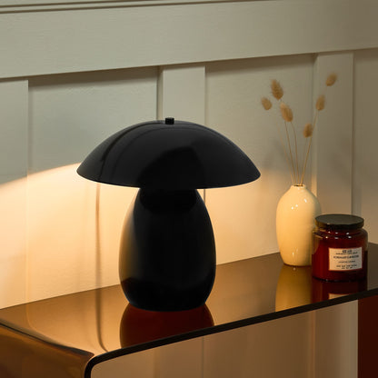 Table Lamp Black Iron Base 30cm Mushroom Silhouette