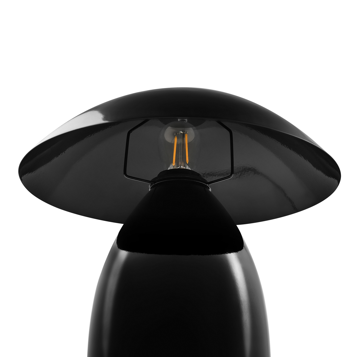 Table Lamp Black Iron Base 30cm Mushroom Silhouette