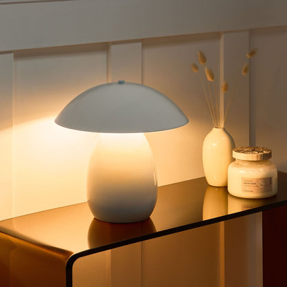Table Lamp White Metal Base 30cm Mushroom Silhouette Modern