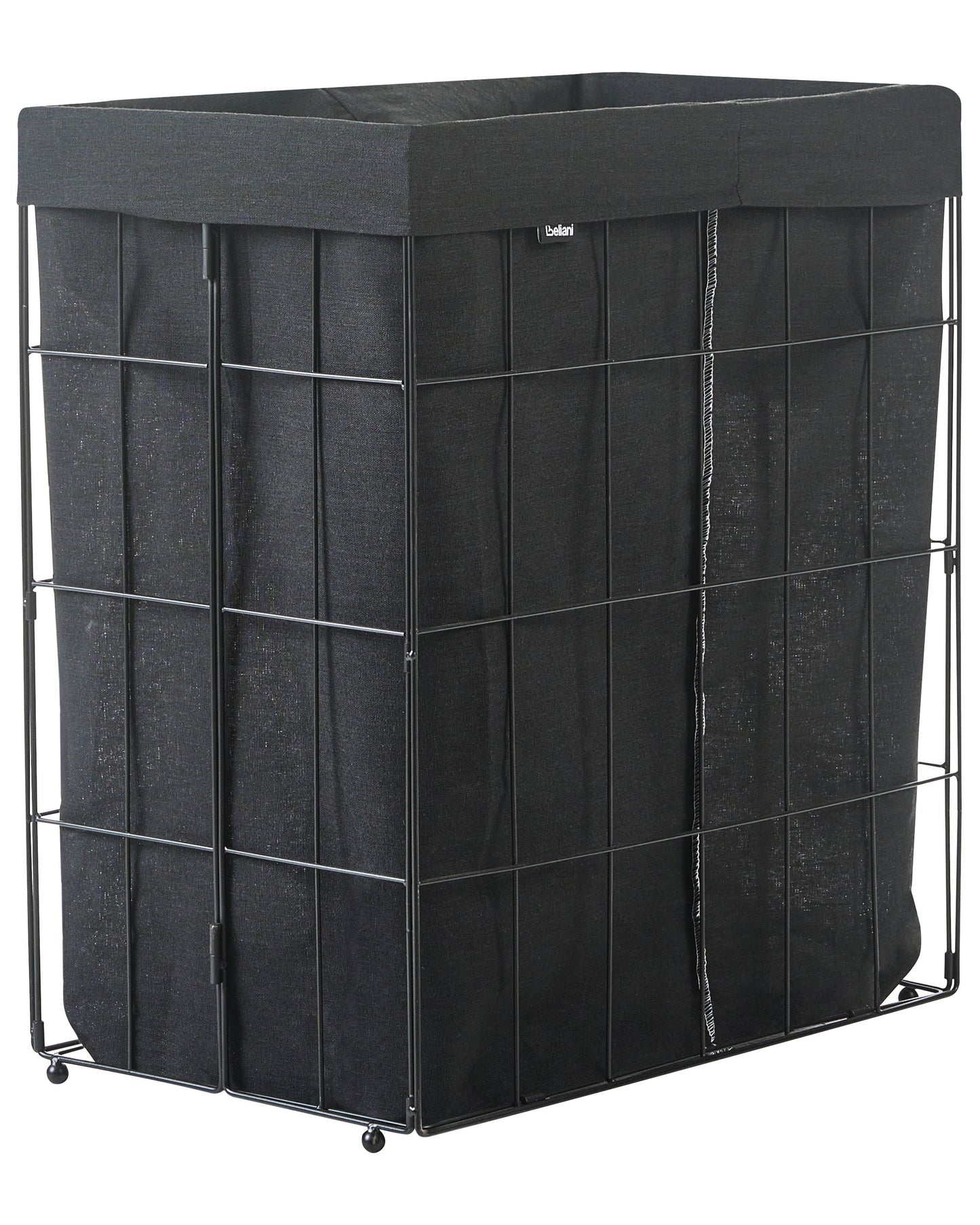 Laundry Basket With Black Metal Frame Foldable Handmade Removable Fabric Liner 100L