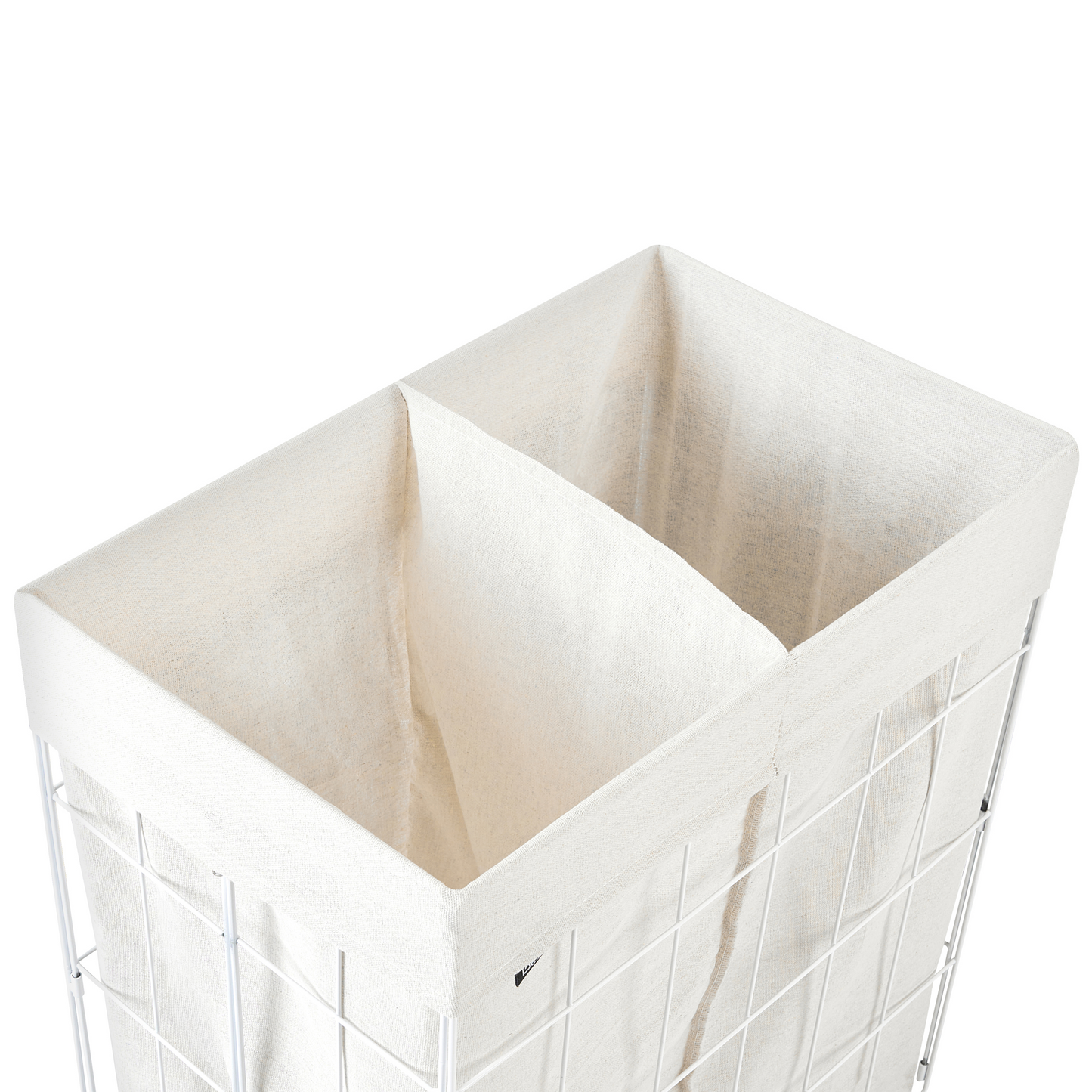 Laundry Basket White Bamboo Lid Metal Frame Foldable 100L