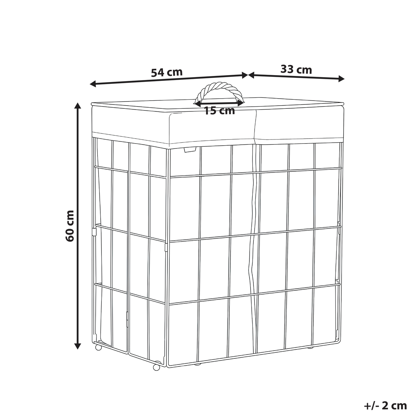 Laundry Basket White Bamboo Lid Metal Frame Foldable 100L