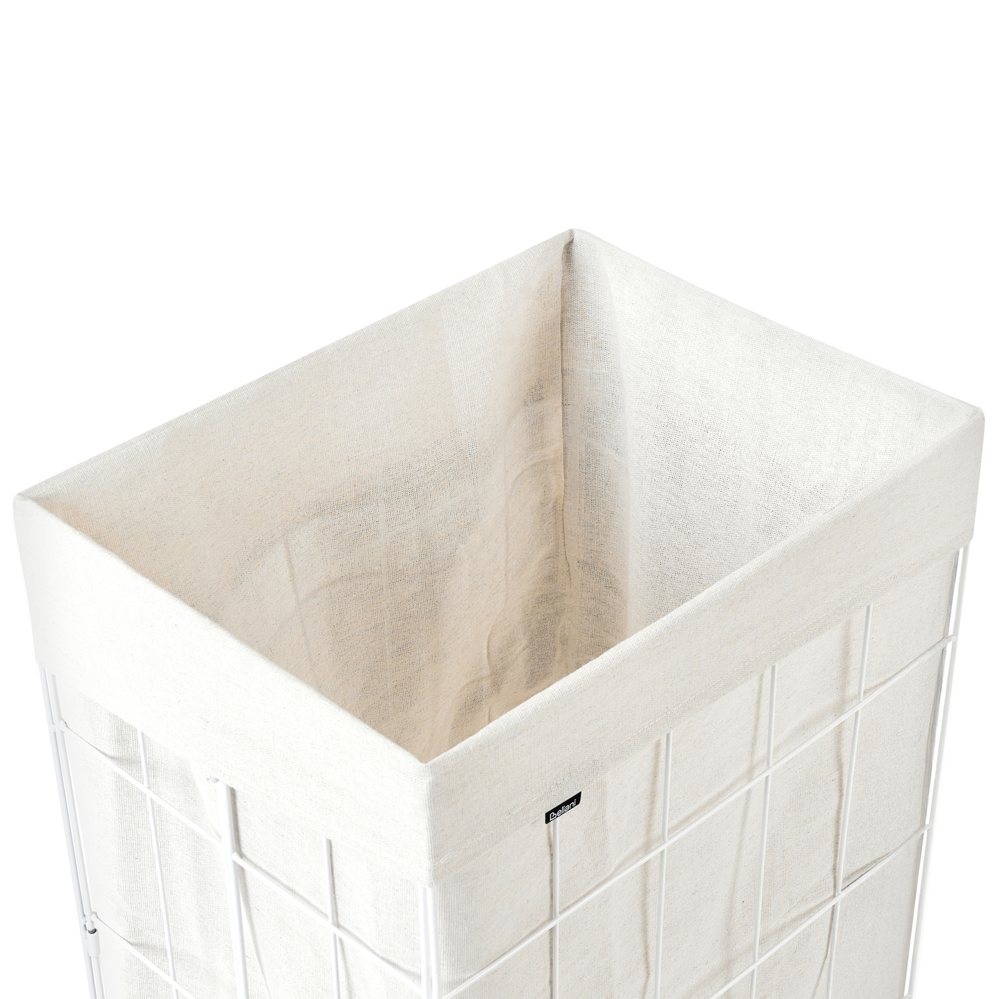 Laundry Basket With White Bamboo Lid And Foldable Metal Frame And Fabric Liner 72L