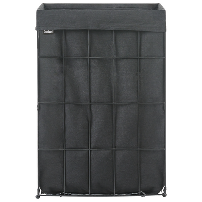 Black Metal Frame Laundry Basket With Removable Liner Foldable 72L Handmade