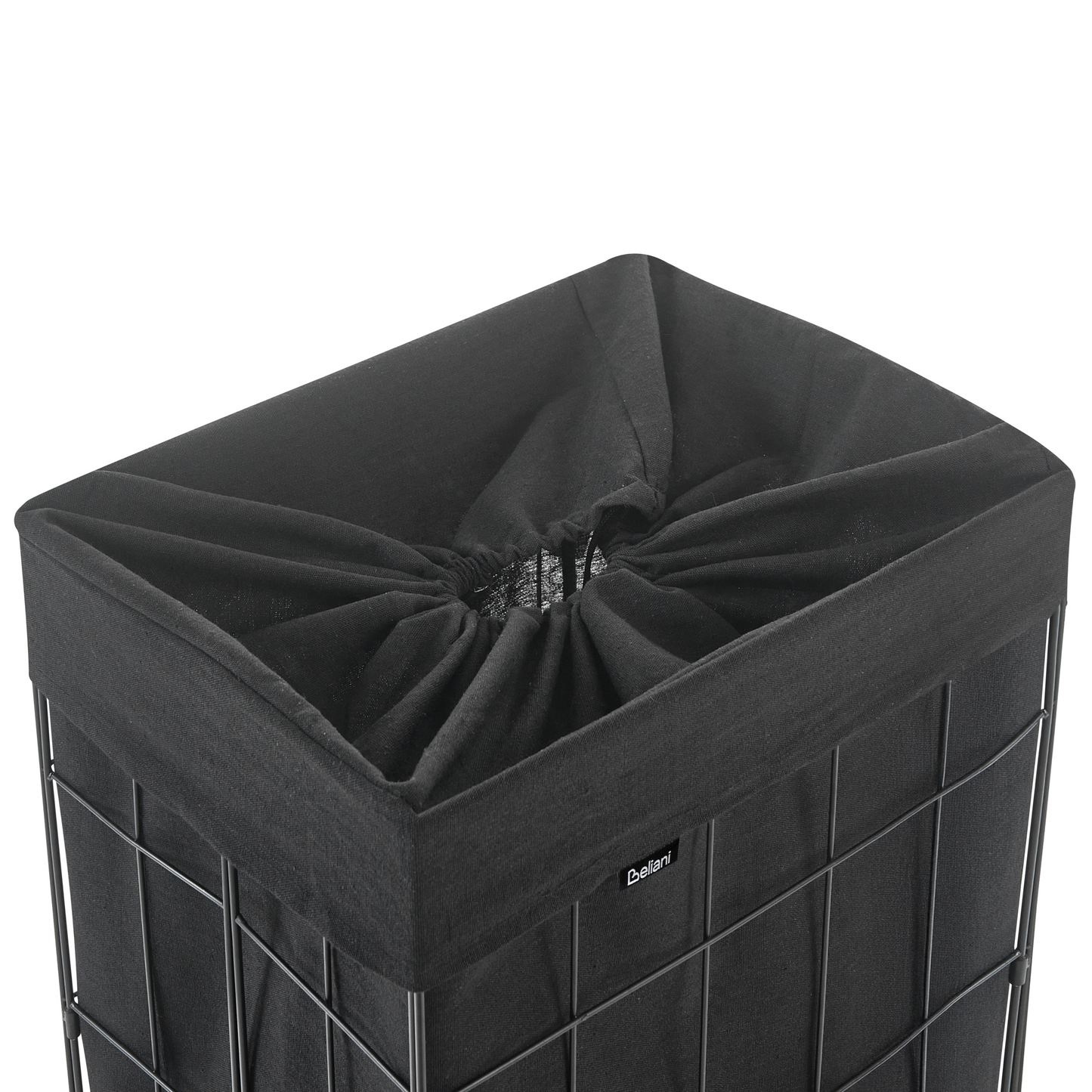 Black Metal Frame Laundry Basket With Removable Liner Foldable 72L Handmade