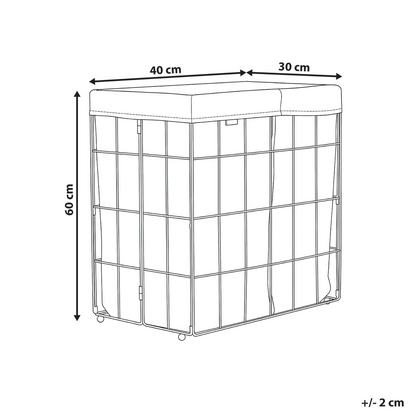 Black Metal Frame Laundry Basket With Removable Liner Foldable 72L Handmade