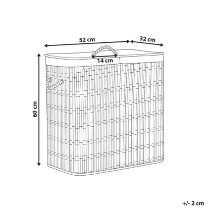 Everhome Foldable Laundry Basket Grey Fabric With Lid Two-Compartment Removable Liner 100L