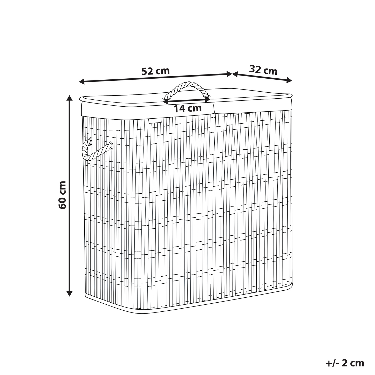 Home Brown Laundry Basket With Lid 100L Two Compartment Removable Liner Foldable Cotton Fabric