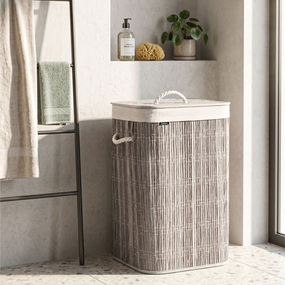 Laundry Basket Grey With Lid 72L Removable Liner