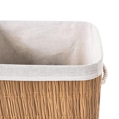 72L Brown Fabric Laundry Basket With Lid And Removable Liner
