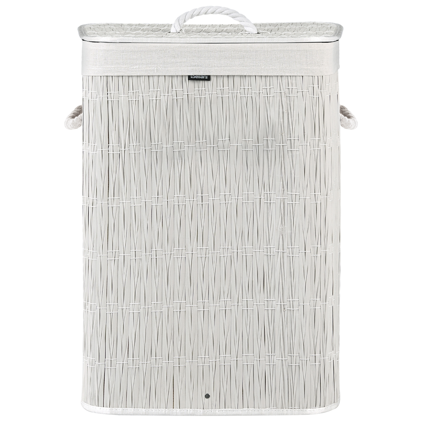 White Fabric Laundry Basket With Lid And Removable Liner 72L